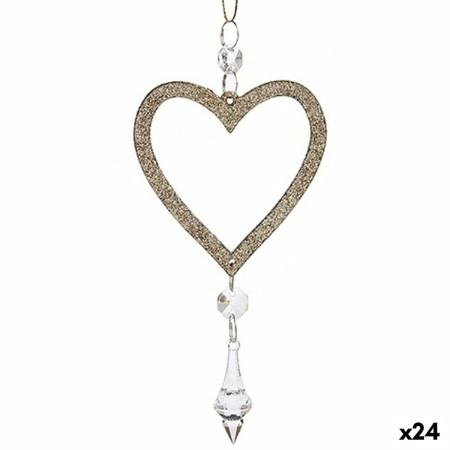 decorations de noel coeur champagne plastique paillettes 9 x 16 x 2 cm 24 unites