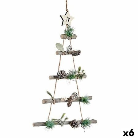 decorations de noel sapin de noel marron argente bois plastique 34 x 5 x 65 cm 6 unites