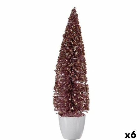 figurine decorative sapin de noel rose plastique 10 x 38 x 10 cm 6 unites