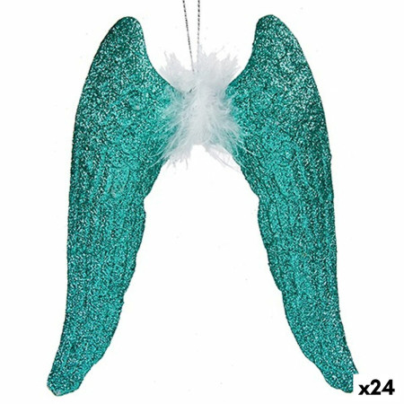 decorations de noel ailes dange vert plastique paillettes 125 x 15 x 25 cm 24 unites