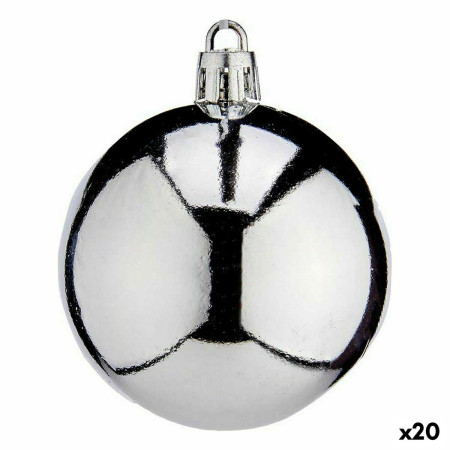 lot de boules de noel argente plastique 6 x 7 x 6 cm 20 unites