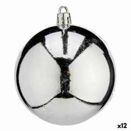 lot de boules de noel argente plastique 8 x 9 x 8 cm 12 unites