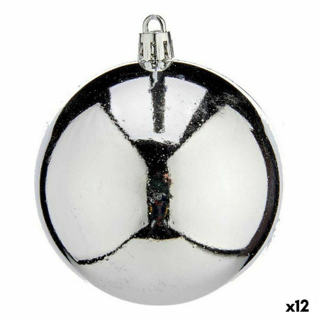 lot de boules de noel argente plastique 8 x 9 x 8 cm 12 unites