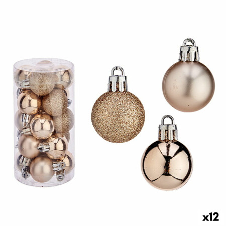 lot de boules de noel champagne plastique 3 x 4 x 3 cm 12 unites