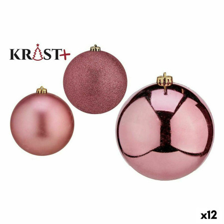 lot de boules de noel rose pvc 10 cm 12 unites