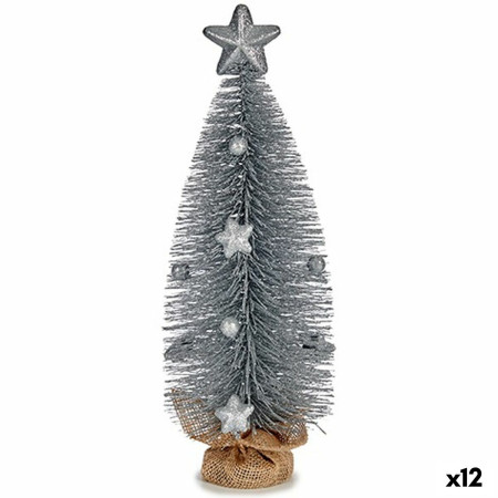 sapin de noel argente 13 x 41 x 13 cm 12 unites