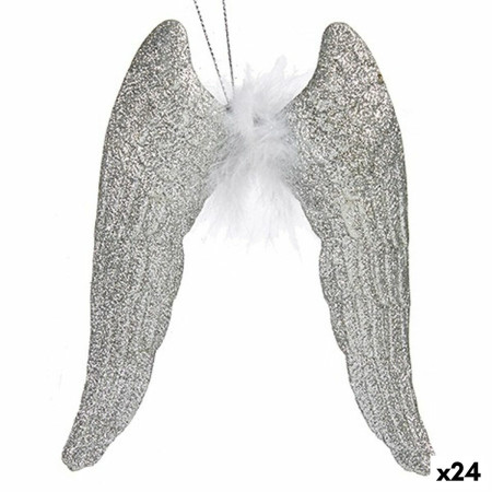 decorations de noel ailes dange argente plastique paillettes 125 x 15 x 25 cm 24 unites