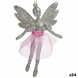 decorations de noel fee argente plastique paillettes 8 x 12 x 5 cm 24 unites