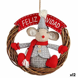 decorations de noel pendentif souris rouge gris 33 x 12 x 33 cm 12 unites