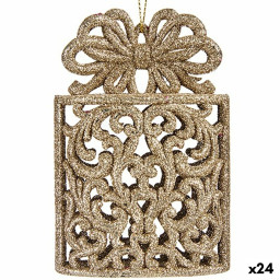 decorations de noel boite cadeau champagne plastique paillettes 75 x 115 x 4 cm 24 unites