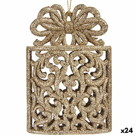 decorations de noel boite cadeau champagne plastique paillettes 75 x 115 x 4 cm 24 unites