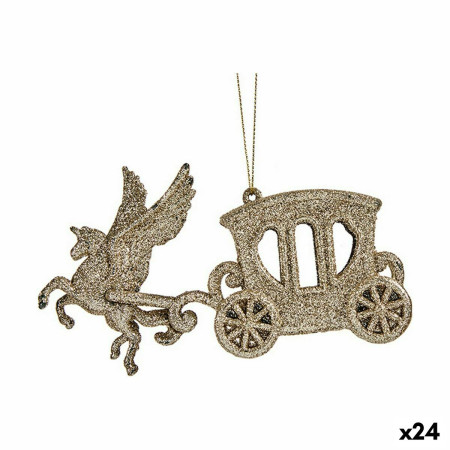 decorations de noel caleche magique champagne plastique paillettes 15 x 85 x 45 cm 24 unites