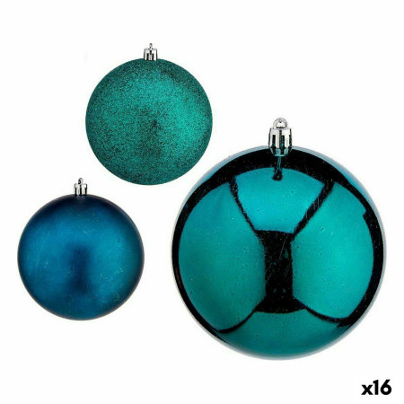 lot de boules de noel bleu plastique 10 x 11 x 10 cm 16 unites
