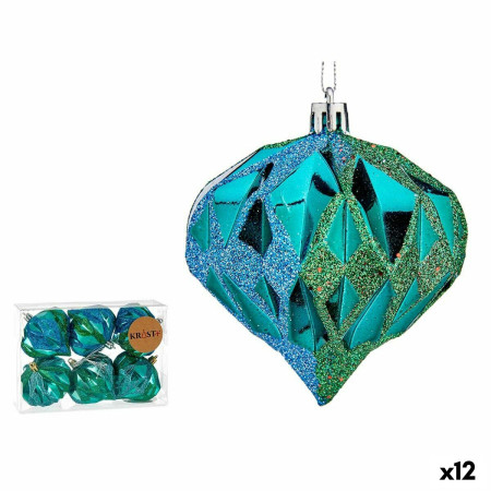 lot de boules de noel diamant bleu plastique 8 x 9 x 8 cm 12 unites