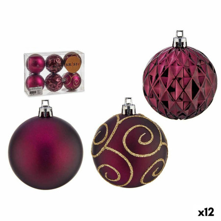 lot de boules de noel violet plastique o 6 cm 12 unites