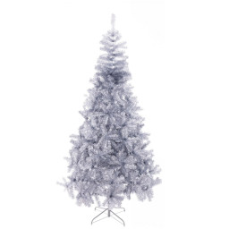 sapin de noel argente metal plastique 110 x 110 x 210 cm