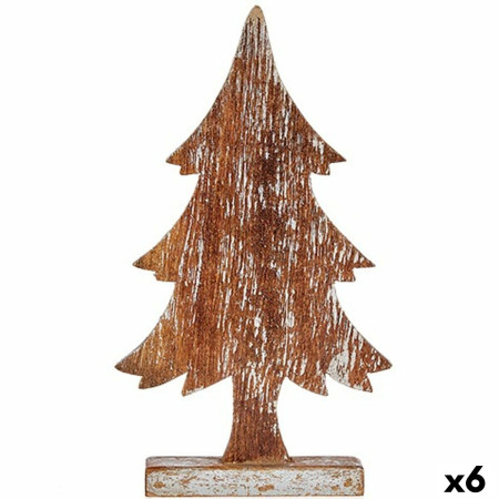 figurine decorative sapin de noel argente bois 5 x 39 x 21 cm 6 unites