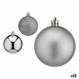 lot de boules de noel argente plastique o 6 cm 12 unites