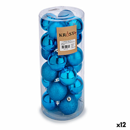 lot de boules de noel bleu plastique 5 x 6 x 5 cm 12 unites