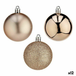 lot de boules de noel champagne plastique o 6 cm 12 unites