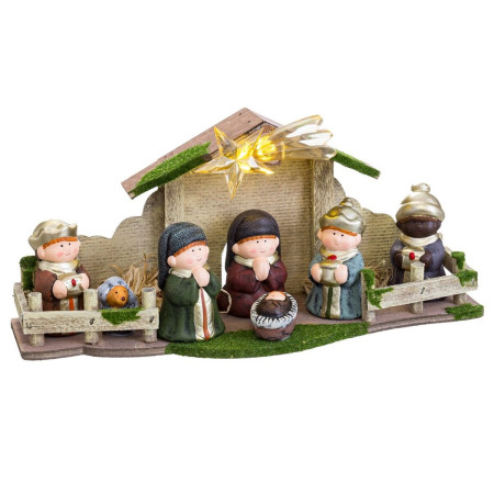 creche de noel multicouleur ceramique bois mdf 33 x 105 x 17 cm 7 pieces