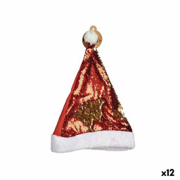 bonnet de pere noel paillettes rouge dore 28 x 2 x 39 cm 12 unites