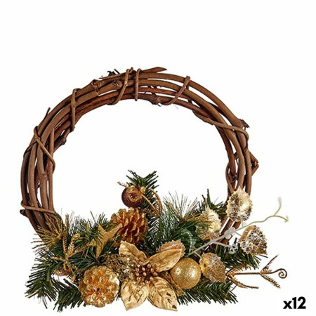 couronne de noel marron vert bois plastique 33 x 9 x 35 cm 12 unites