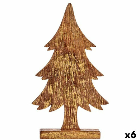 figurine decorative sapin de noel dore bois 5 x 39 x 22 cm 6 unites