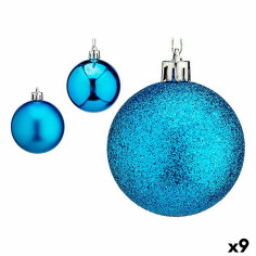 Lot de boules de Noël 6 cm Bleu Plastique (9 Unités)