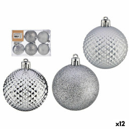 lot de boules de noel o 6 cm argente pvc 12 unites