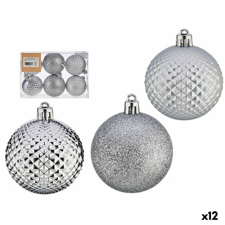lot de boules de noel o 6 cm argente pvc 12 unites