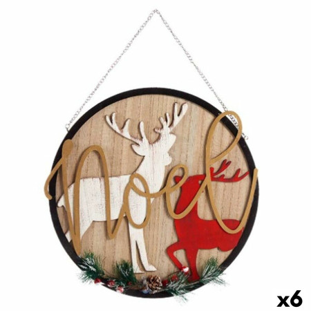 decoration suspendue panneau renne de noel naturel bois mdf 29 x 1 x 29 cm 6 unites