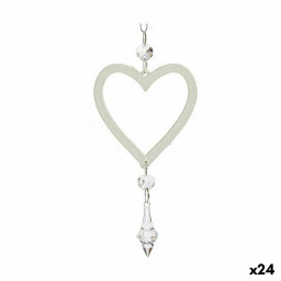 decorations de noel coeur blanc plastique paillettes 9 x 16 x 2 cm 24 unites