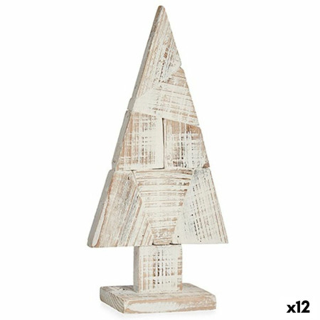 figurine decorative sapin de noel blanc naturel bois 9 x 415 x 20 cm 12 unites