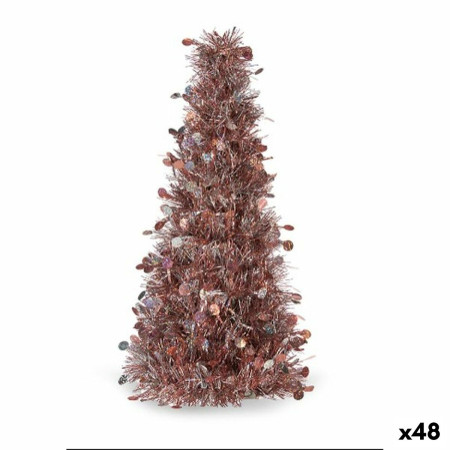 figurine decorative sapin de noel guirlande blanc rose polypropylene pet 18 x 31 x 18 cm 48 unites
