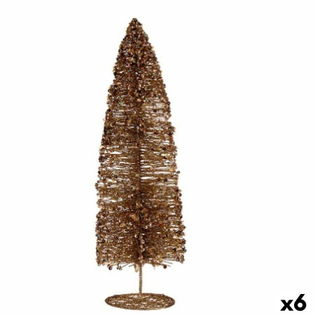 figurine decorative sapin de noel paillettes dore 10 x 41 x 10 cm 6 unites