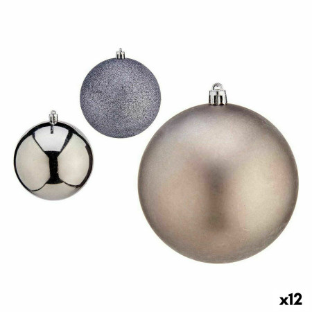 lot de boules de noel argente plastique 10 x 11 x 10 cm 12 unites
