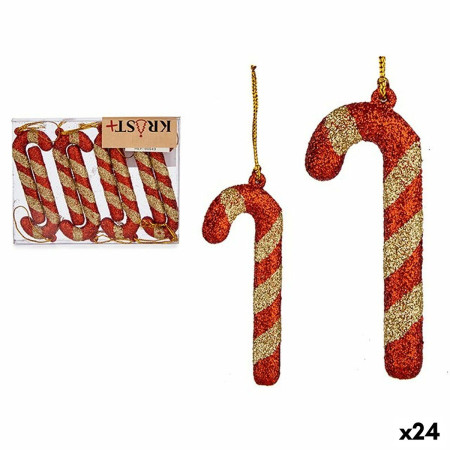 ensemble decorations de noel baton 8 pieces rouge dore plastique 65 x 1 cm 24 unites