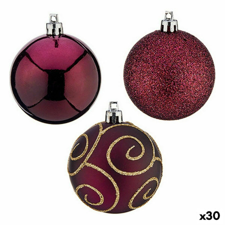 lot de boules de noel violet plastique 6 x 7 x 6 cm 30 unites