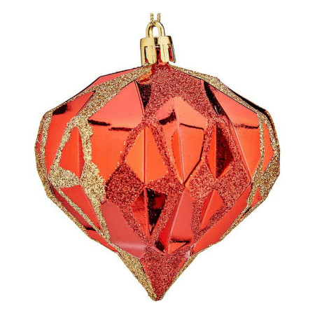boules de noel diamant o 8 cm 6 unites rouge plastique
