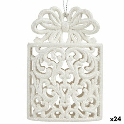 decorations de noel boite cadeau blanc plastique paillettes 74 x 12 x 4 cm 24 unites