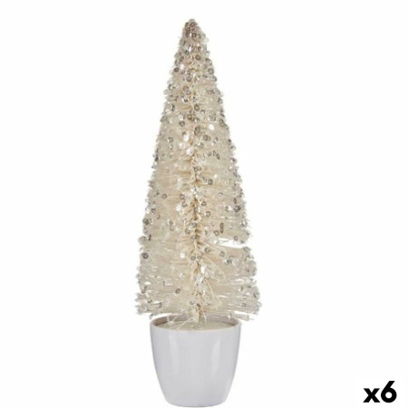 figurine decorative sapin de noel blanc plastique 10 x 33 x 10 cm 6 unites