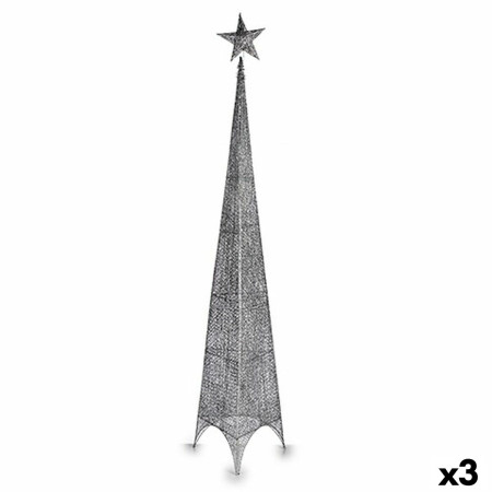 sapin de noel etoile tour argente metal plastique 42 x 218 x 42 cm 3 unites