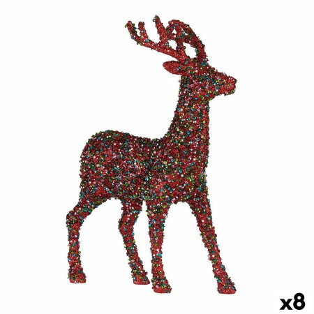 figurine decorative renne de noel paillettes multicouleur plastique 15 x 45 x 30 cm 8 unites