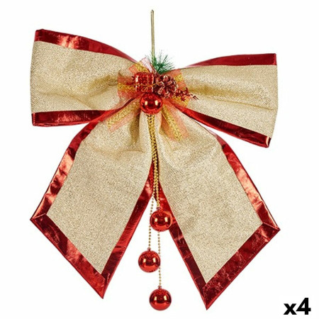 lien decorations de noel rouge dore plastique 53 x 50 x 9 cm 4 unites