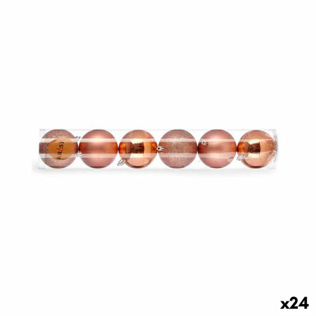 lot de boules de noel cuivre plastique 8 x 9 x 8 cm 24 unites