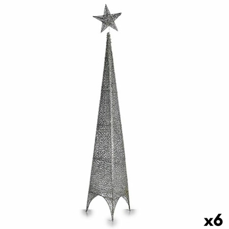 sapin de noel tour etoile argente metal plastique 28 x 127 x 28 cm 6 unites