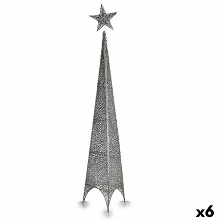 Sapin de Noël Tour Étoile Argenté Métal Plastique 28 x 127 x 28 cm (6 Unités)