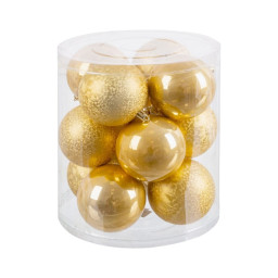 boules de noel or dore plastique o 8 cm 195 x 195 x 22 cm 12 unites