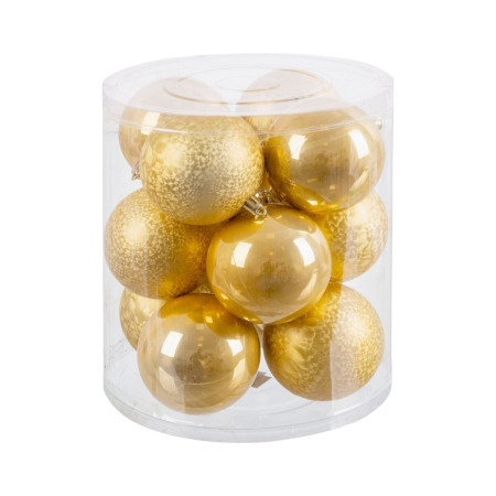 boules de noel or dore plastique o 8 cm 195 x 195 x 22 cm 12 unites